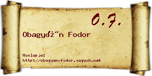 Obagyán Fodor névjegykártya